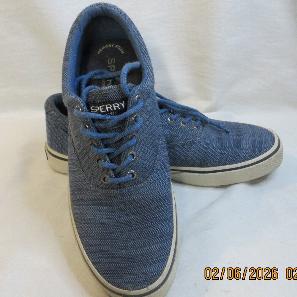 MEN'S~SPERRY~GREEN LEATHER~BLUE & RED ACCENTS TOP SIDERS/ BOAT SHOES~ SIZE 10